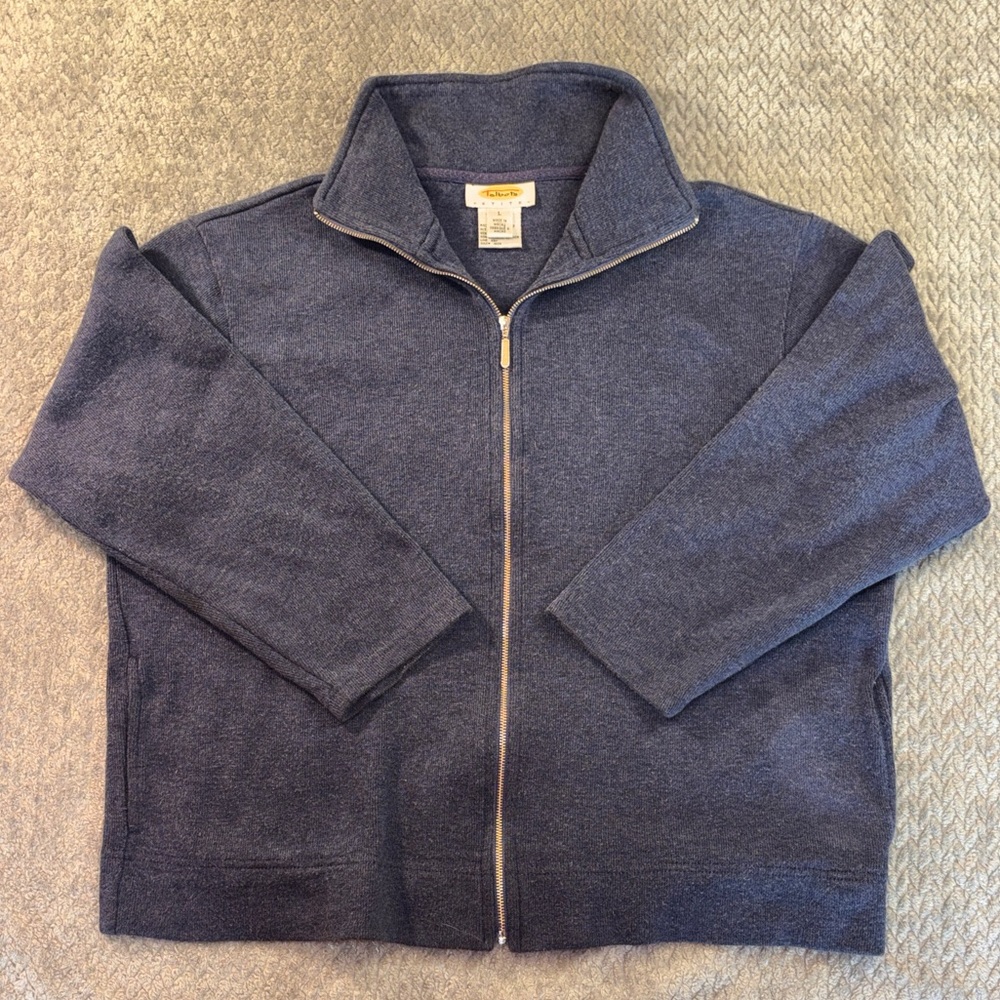 Women’s Talbots Petite Blue Cozy Jacket Cotton Jacket with Pockets Size Large